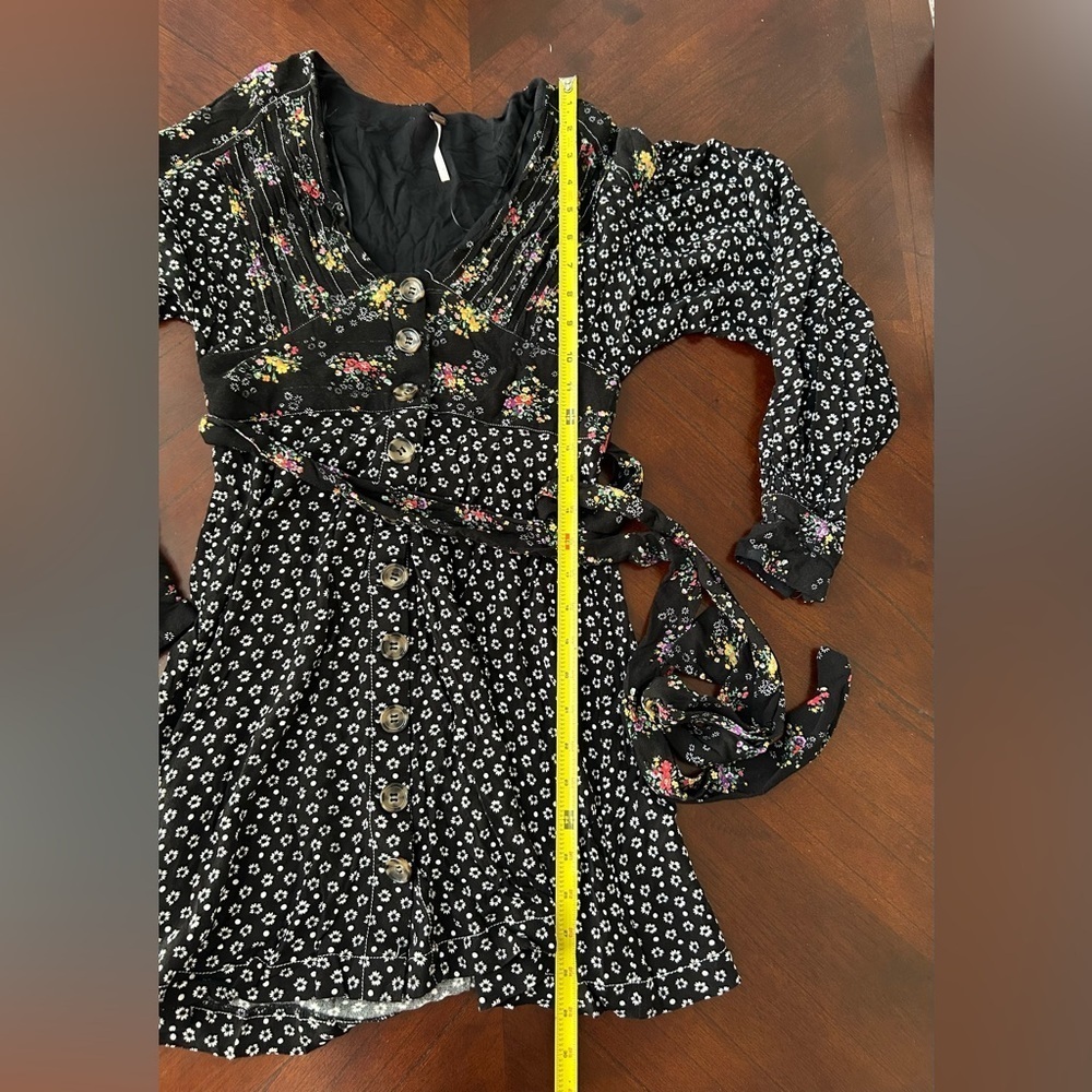 Free People Black Floral Long Sleeve Dress size XS - Picture 10 of 11